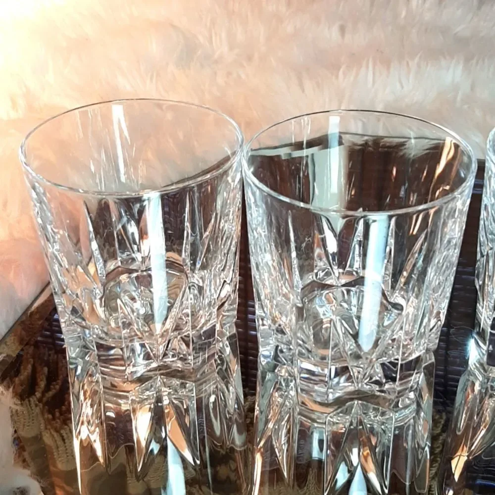 Crystal Vintage  4 T x10  x 9 Round ( Mix  Drink   Glasses‎
